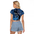Personalised Autism Awareness Raglan Cropped T Shirt Hope Ribbon And Aboriginal Patterns
