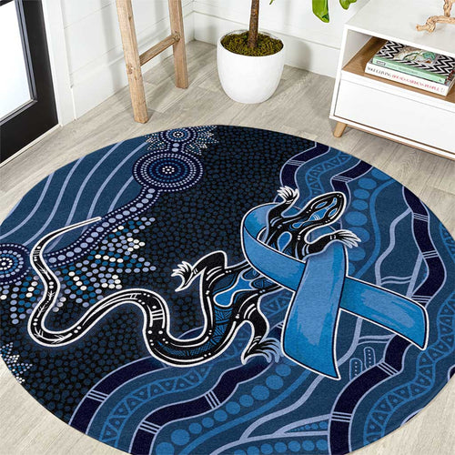 Autism Awareness Round Carpet Hope Ribbon And Aboriginal Patterns