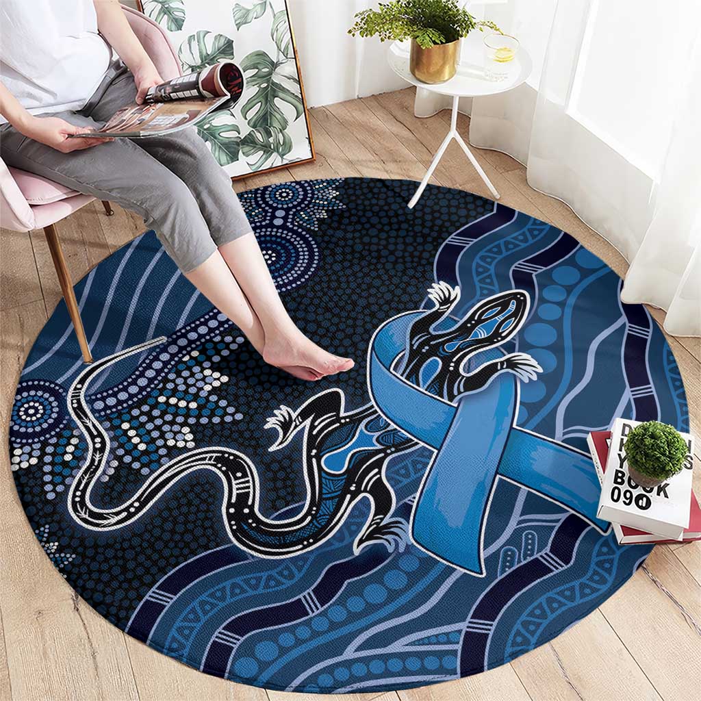 Autism Awareness Round Carpet Hope Ribbon And Aboriginal Patterns