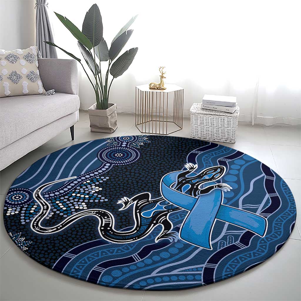 Autism Awareness Round Carpet Hope Ribbon And Aboriginal Patterns