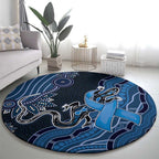 Autism Awareness Round Carpet Hope Ribbon And Aboriginal Patterns
