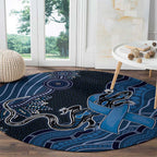 Autism Awareness Round Carpet Hope Ribbon And Aboriginal Patterns