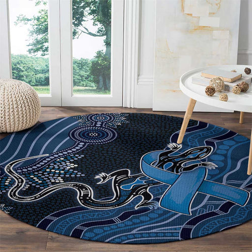 Autism Awareness Round Carpet Hope Ribbon And Aboriginal Patterns