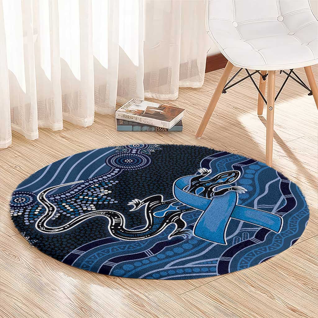 Autism Awareness Round Carpet Hope Ribbon And Aboriginal Patterns