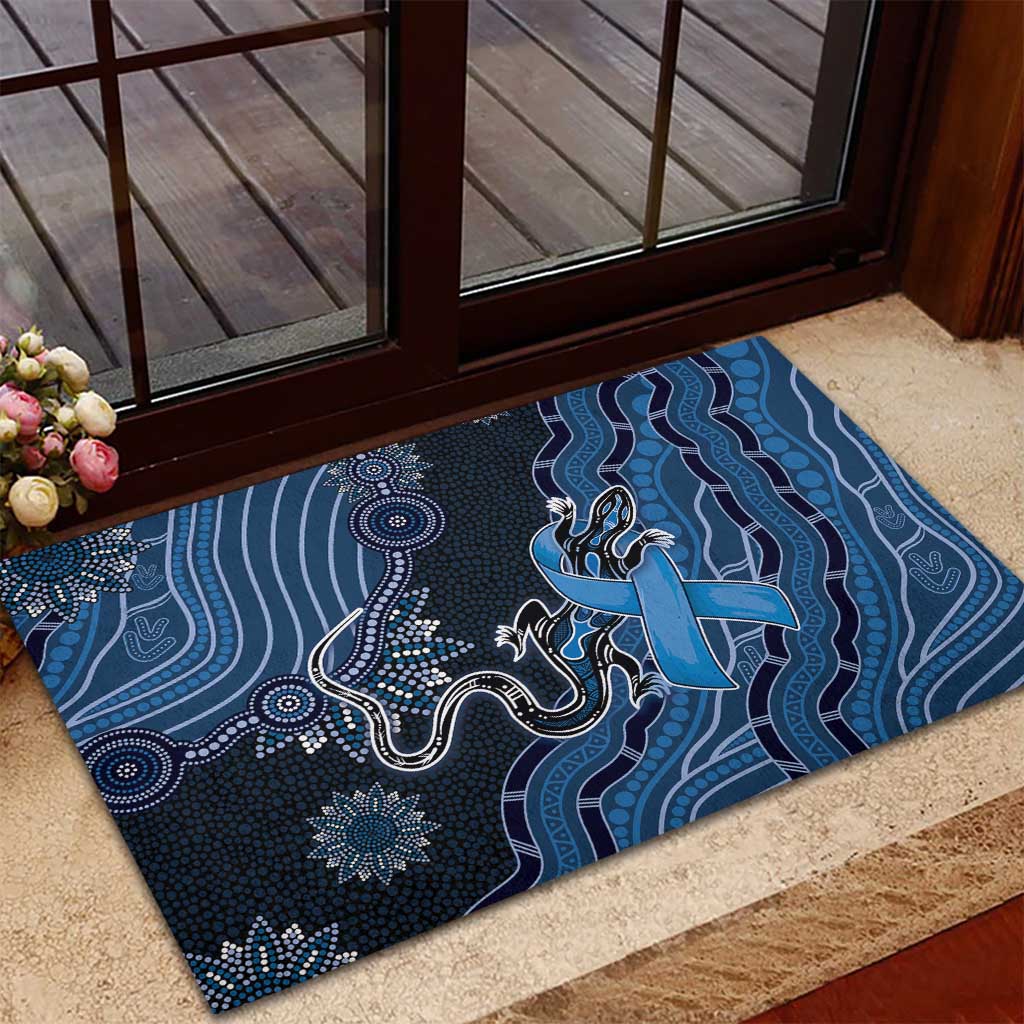 Autism Awareness Rubber Doormat Hope Ribbon And Aboriginal Patterns