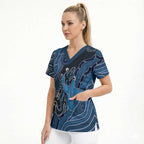 Personalised Autism Awareness Scrub Top Hope Ribbon And Aboriginal Patterns