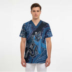 Personalised Autism Awareness Scrub Top Hope Ribbon And Aboriginal Patterns