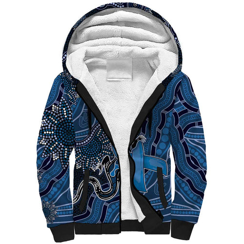 Personalised Autism Awareness Sherpa Hoodie Hope Ribbon And Aboriginal Patterns