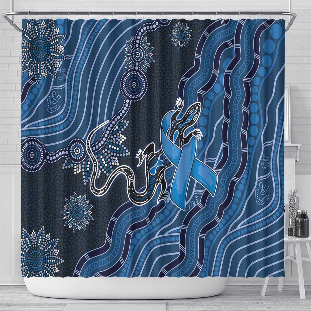 Autism Awareness Shower Curtain Hope Ribbon And Aboriginal Patterns