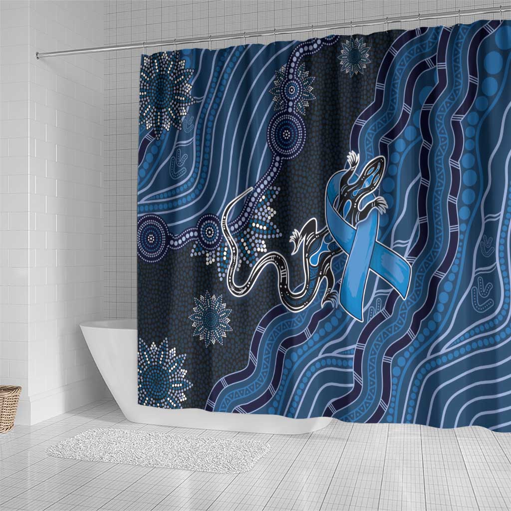Autism Awareness Shower Curtain Hope Ribbon And Aboriginal Patterns