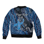 Personalised Autism Awareness Sleeve Zip Bomber Jacket Hope Ribbon And Aboriginal Patterns