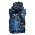 Personalised Autism Awareness Sleeveless Hoodie Hope Ribbon And Aboriginal Patterns