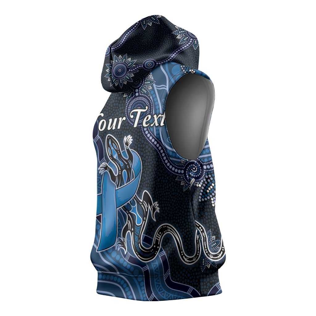 Personalised Autism Awareness Sleeveless Hoodie Hope Ribbon And Aboriginal Patterns