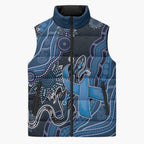 Personalised Autism Awareness Sleeveless Puffer Jacket Hope Ribbon And Aboriginal Patterns