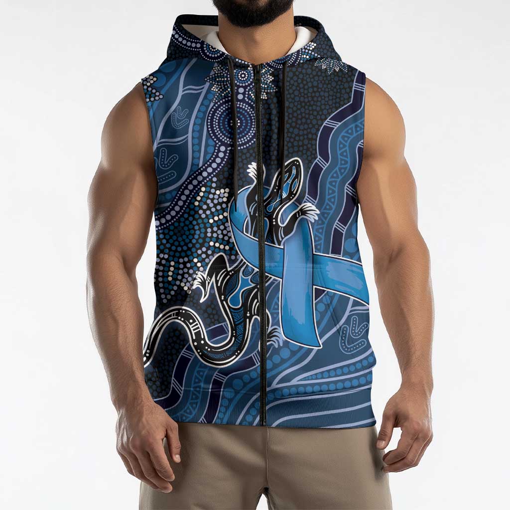 Personalised Autism Awareness Sleeveless Zip Hoodie Hope Ribbon And Aboriginal Patterns