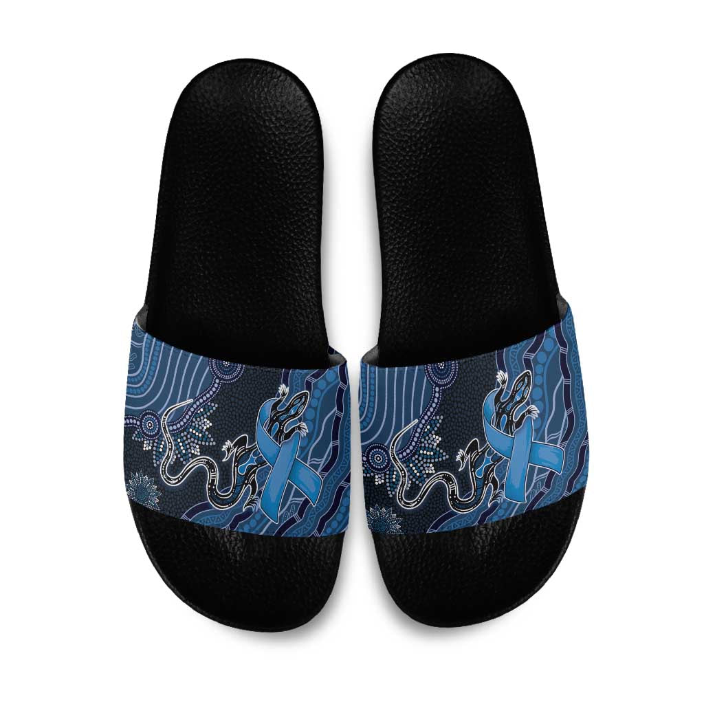 Autism Awareness Slide Sandals Hope Ribbon And Aboriginal Patterns