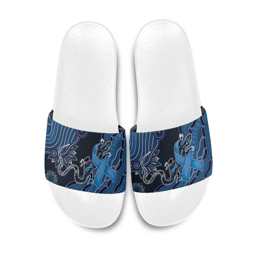 Autism Awareness Slide Sandals Hope Ribbon And Aboriginal Patterns