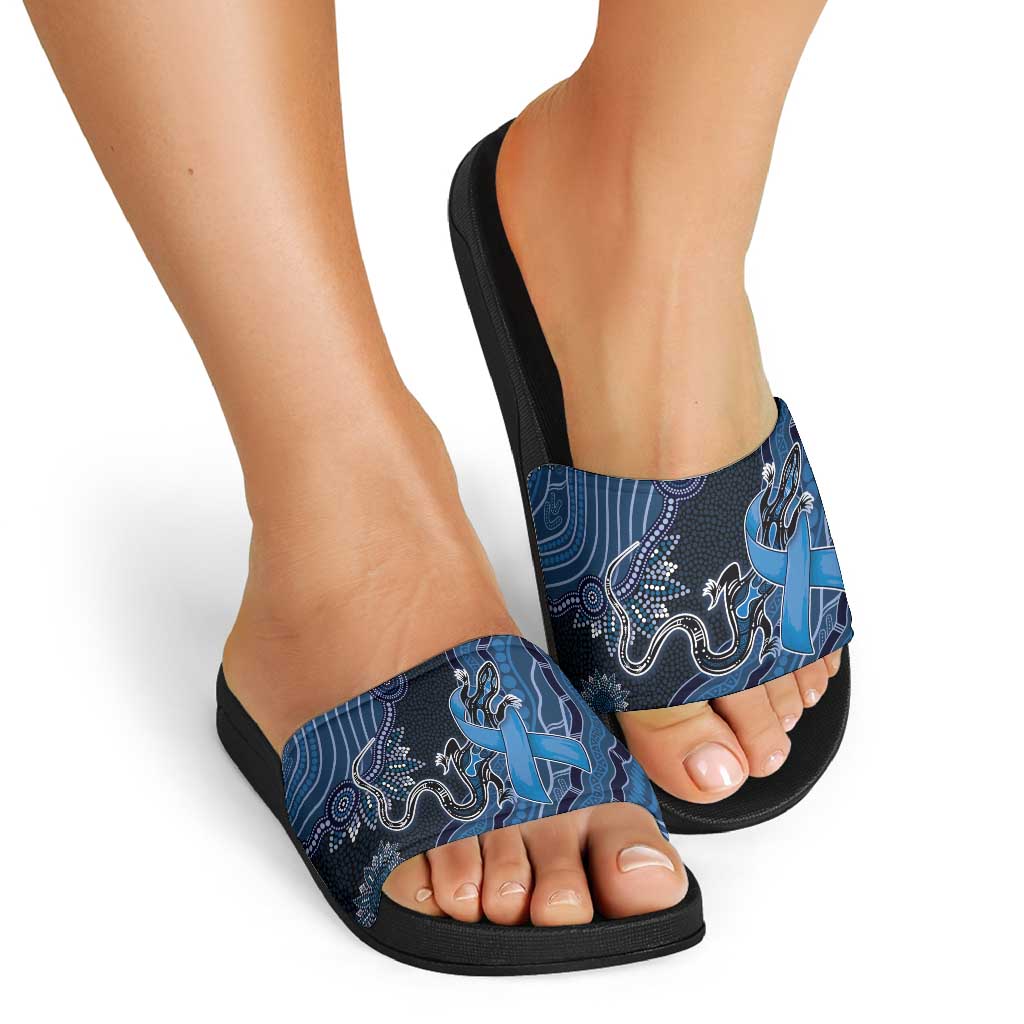 Autism Awareness Slide Sandals Hope Ribbon And Aboriginal Patterns