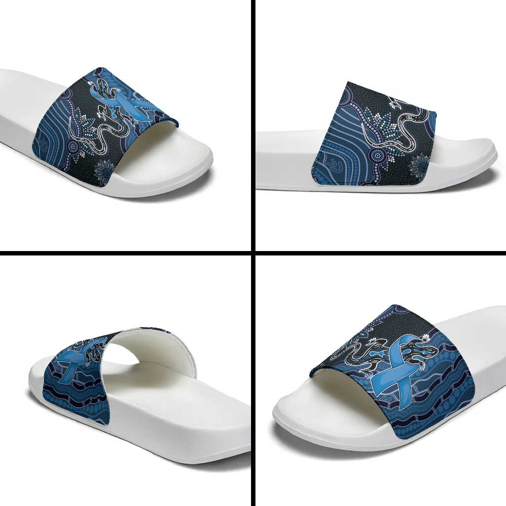 Autism Awareness Slide Sandals Hope Ribbon And Aboriginal Patterns