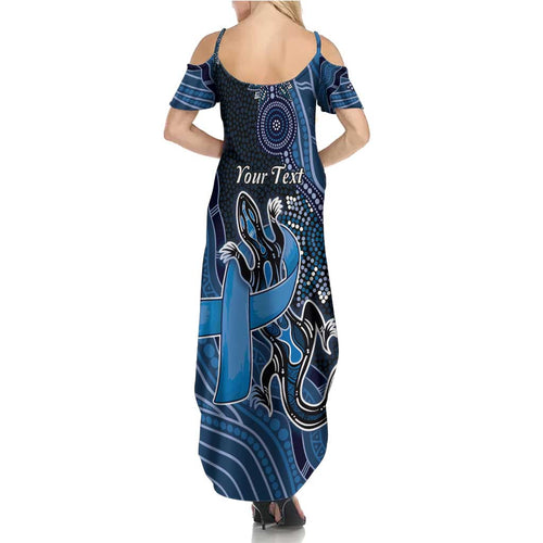 Personalised Autism Awareness Summer Maxi Dress Hope Ribbon And Aboriginal Patterns