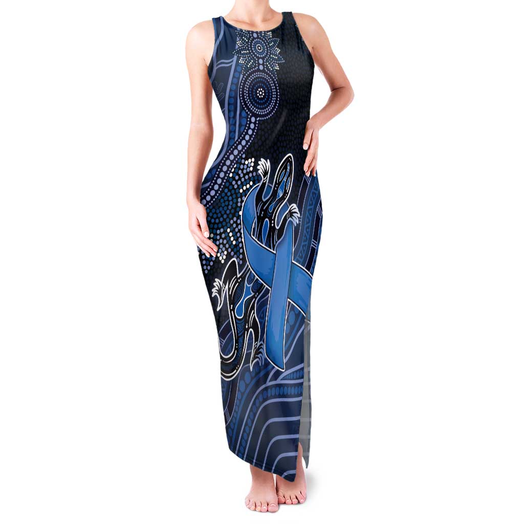 Personalised Autism Awareness Tank Maxi Dress Hope Ribbon And Aboriginal Patterns