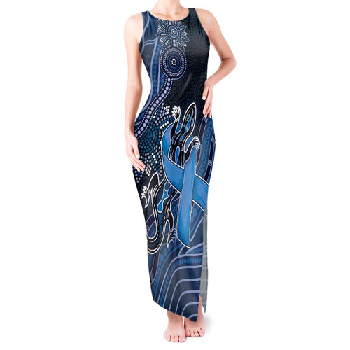 Personalised Autism Awareness Tank Maxi Dress Hope Ribbon And Aboriginal Patterns