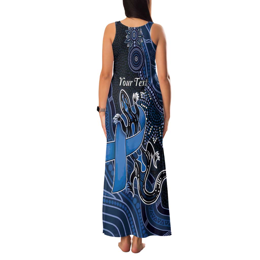 Personalised Autism Awareness Tank Maxi Dress Hope Ribbon And Aboriginal Patterns