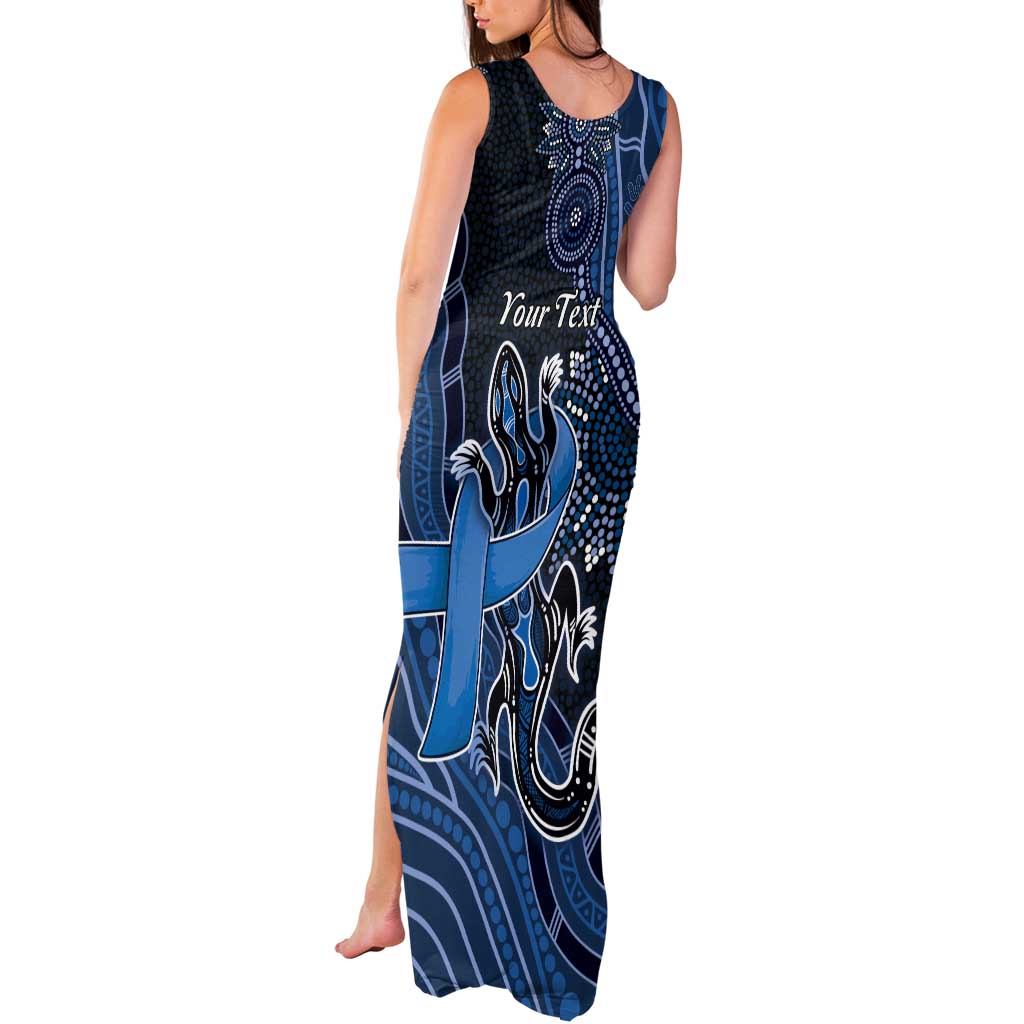 Personalised Autism Awareness Tank Maxi Dress Hope Ribbon And Aboriginal Patterns