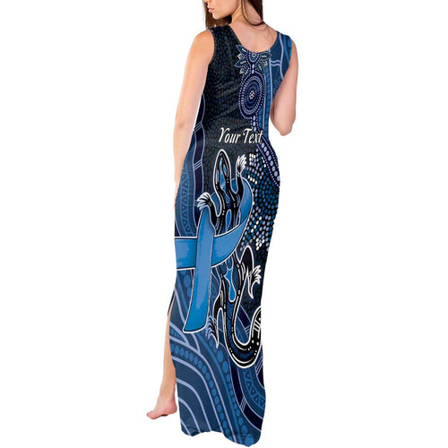 Personalised Autism Awareness Tank Maxi Dress Hope Ribbon And Aboriginal Patterns