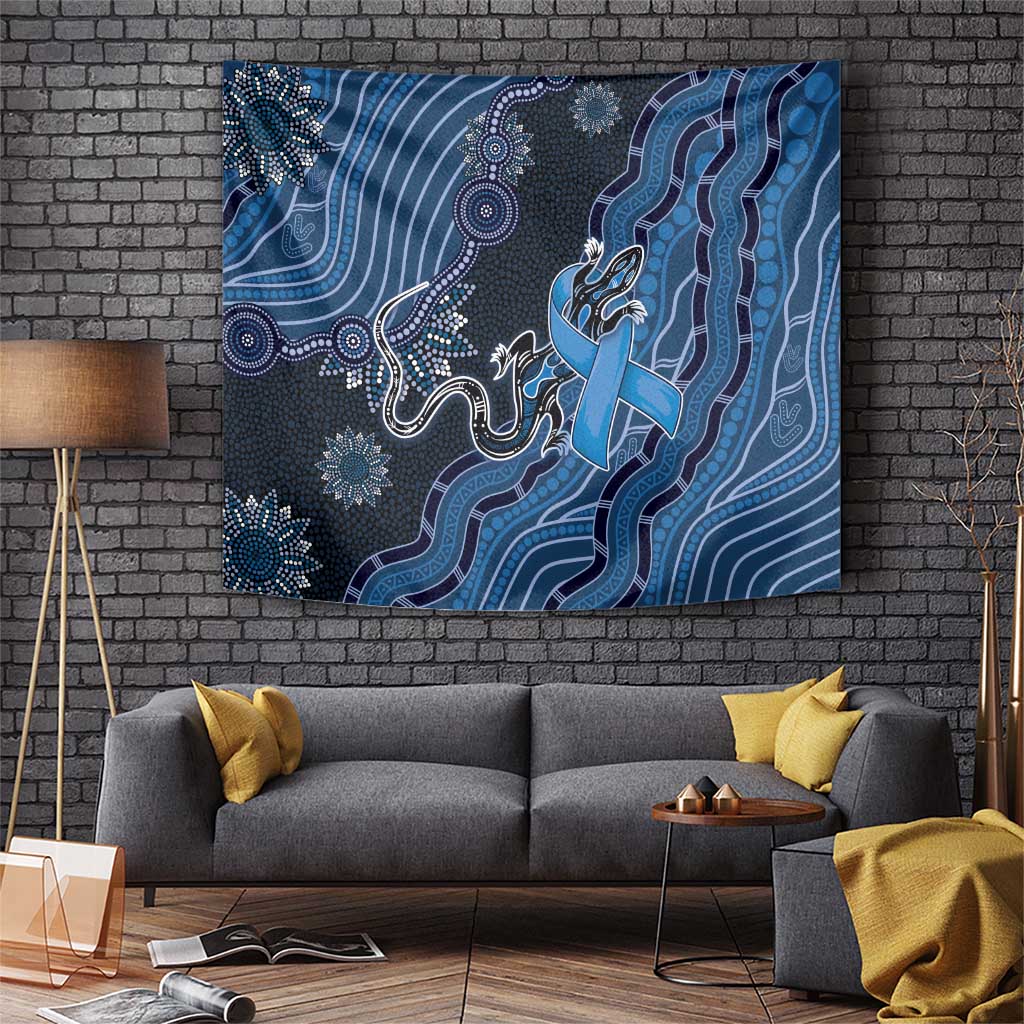 Autism Awareness Tapestry Hope Ribbon And Aboriginal Patterns