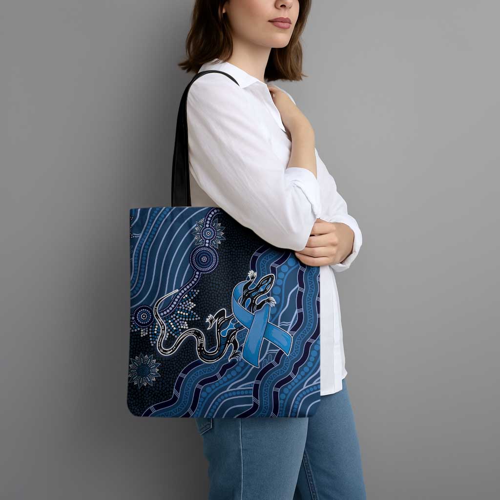 Autism Awareness Tote Bag Hope Ribbon And Aboriginal Patterns