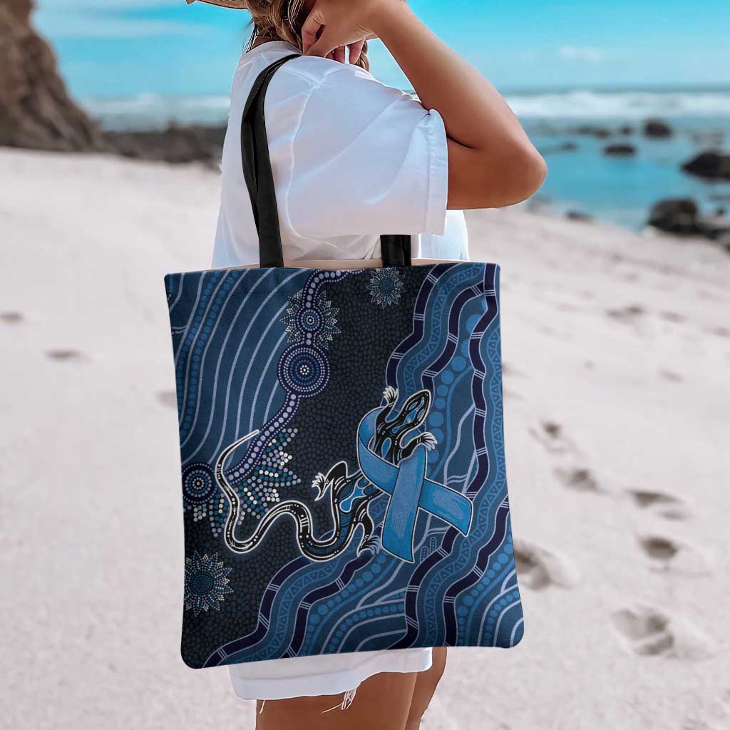 Autism Awareness Tote Bag Hope Ribbon And Aboriginal Patterns