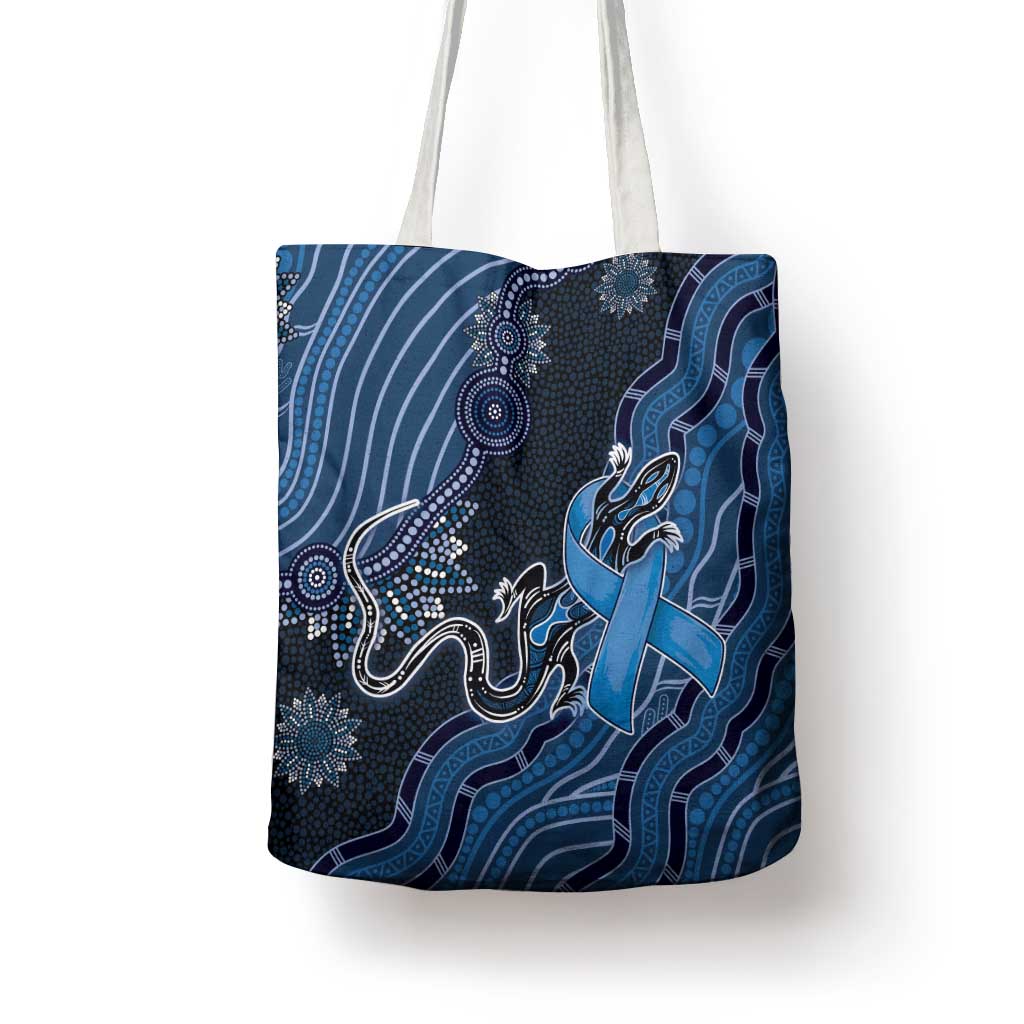 Autism Awareness Tote Bag Hope Ribbon And Aboriginal Patterns