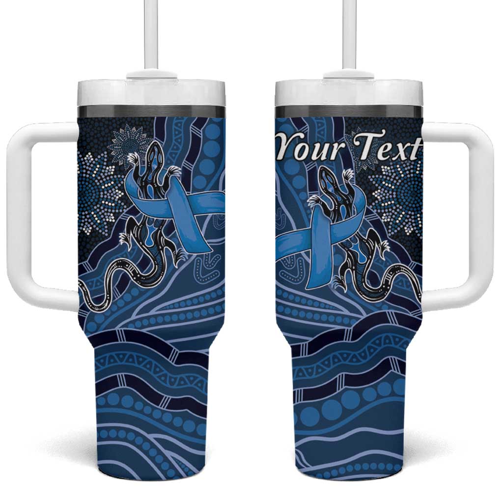 Personalised Autism Awareness Tumbler With Handle Hope Ribbon And Aboriginal Patterns