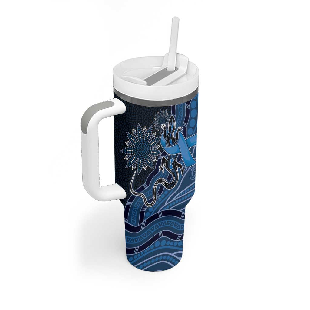 Personalised Autism Awareness Tumbler With Handle Hope Ribbon And Aboriginal Patterns