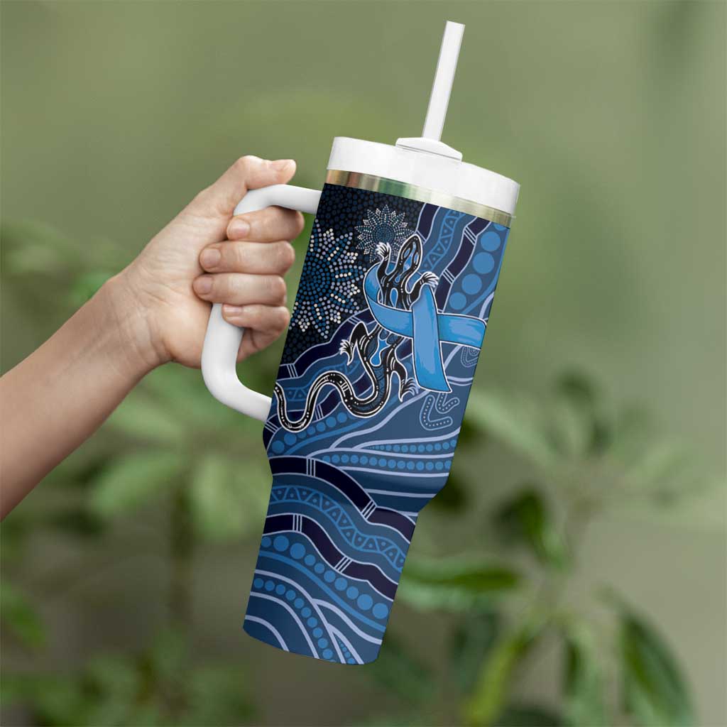 Personalised Autism Awareness Tumbler With Handle Hope Ribbon And Aboriginal Patterns