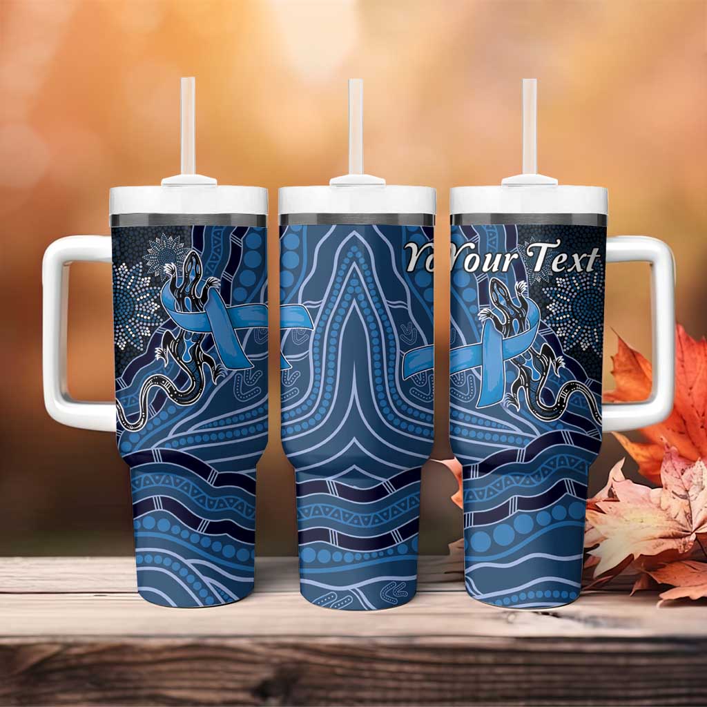 Personalised Autism Awareness Tumbler With Handle Hope Ribbon And Aboriginal Patterns