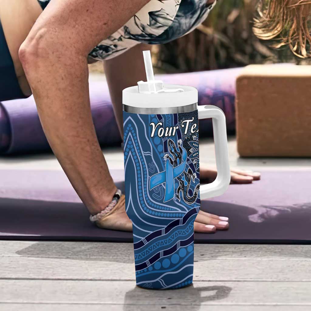 Personalised Autism Awareness Tumbler With Handle Hope Ribbon And Aboriginal Patterns