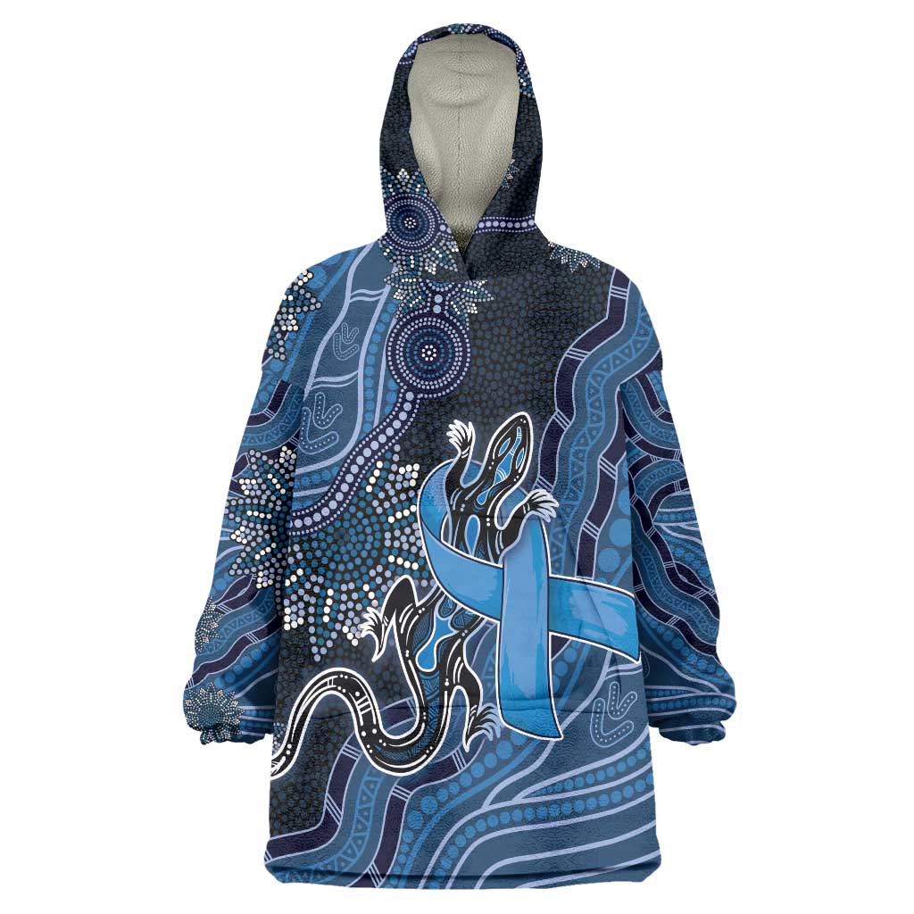 Personalised Autism Awareness Wearable Blanket Hoodie Hope Ribbon And Aboriginal Patterns