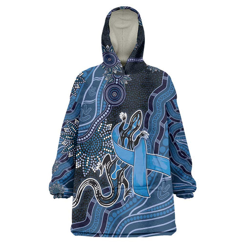 Personalised Autism Awareness Wearable Blanket Hoodie Hope Ribbon And Aboriginal Patterns
