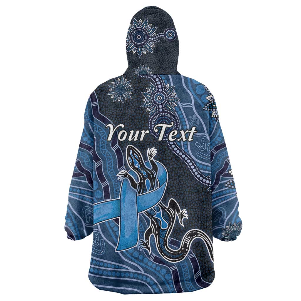 Personalised Autism Awareness Wearable Blanket Hoodie Hope Ribbon And Aboriginal Patterns