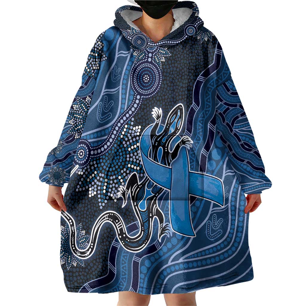 Personalised Autism Awareness Wearable Blanket Hoodie Hope Ribbon And Aboriginal Patterns