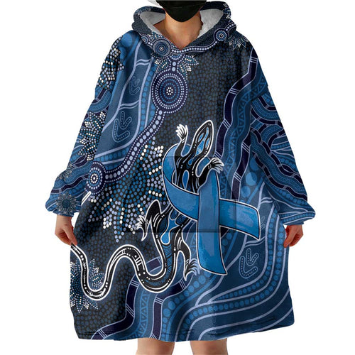 Personalised Autism Awareness Wearable Blanket Hoodie Hope Ribbon And Aboriginal Patterns