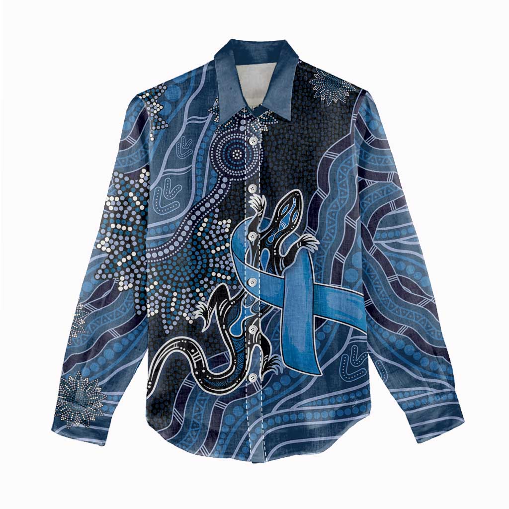 Personalised Autism Awareness Women Casual Shirt Hope Ribbon And Aboriginal Patterns