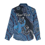 Personalised Autism Awareness Women Casual Shirt Hope Ribbon And Aboriginal Patterns