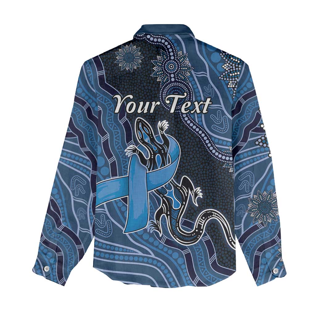Personalised Autism Awareness Women Casual Shirt Hope Ribbon And Aboriginal Patterns