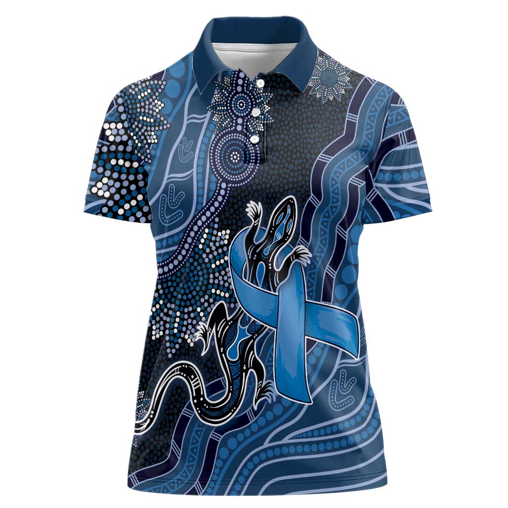 Personalised Autism Awareness Women Polo Shirt Hope Ribbon And Aboriginal Patterns