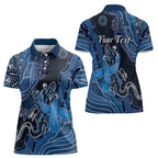Personalised Autism Awareness Women Polo Shirt Hope Ribbon And Aboriginal Patterns