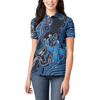 Personalised Autism Awareness Women Polo Shirt Hope Ribbon And Aboriginal Patterns
