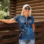 Personalised Autism Awareness Women Polo Shirt Hope Ribbon And Aboriginal Patterns